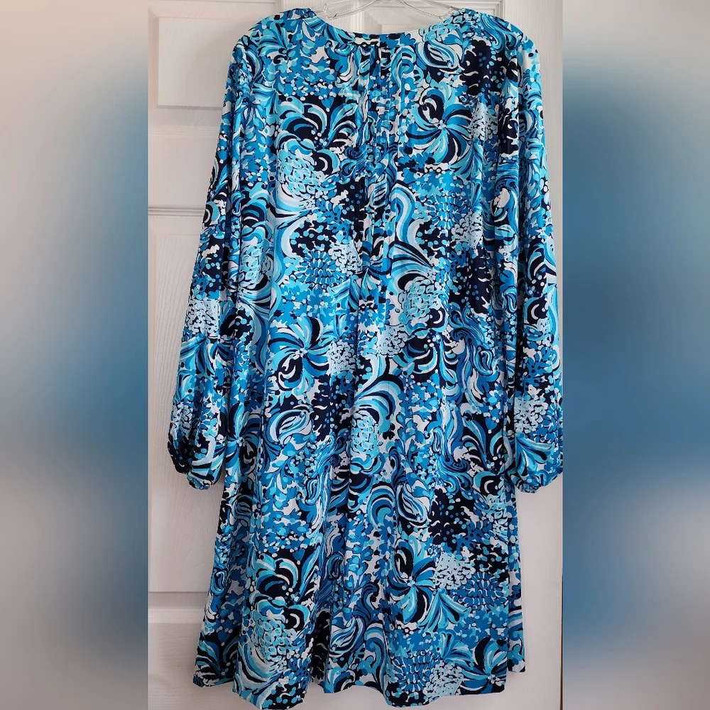 Lilly Pulitzer Chilly Lilly Seana Tunic VNeck DRESS • Mermaidzing • LSleeve • L - Picture 3 of 12